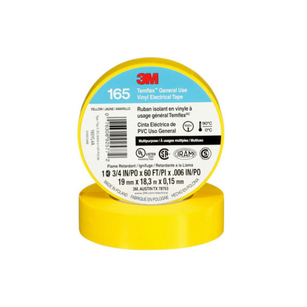 3M CINTA AISLANTE TEMFLEX AMARILLA 19MM X 18M (165)(E)