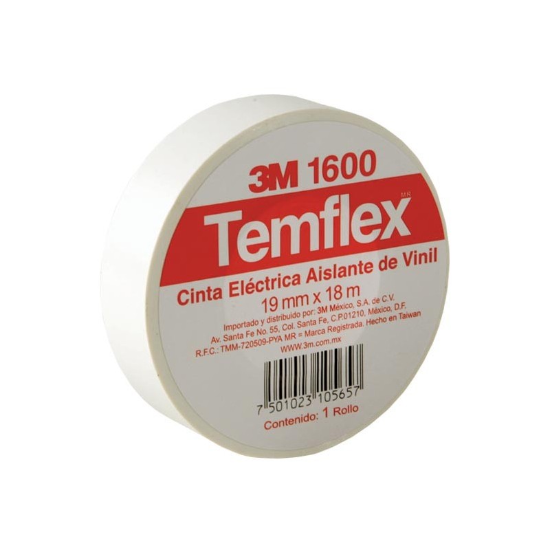 3M CINTA AISLANTE TEMFLEX BLANCA 19MM X 18M (1600)(E)