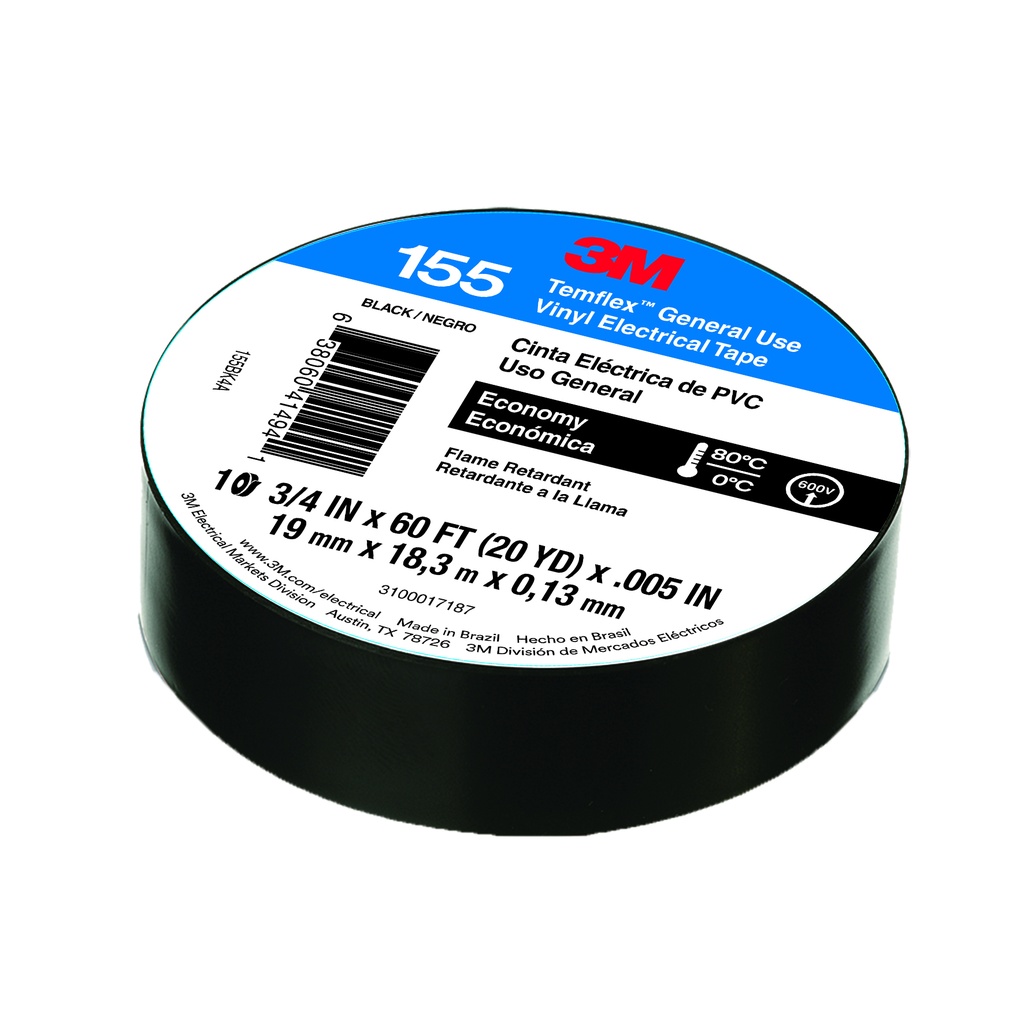3M CINTA AISLANTE PVC TEMFLEX 19MM X 18M (155U)(E)