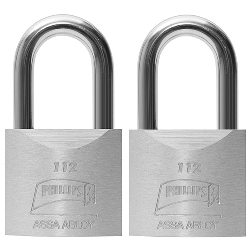 CANDADO METÁLICO PHILLIPS 112 GANCHO LARGO GEMELO BLISTER (MX1177)(H)