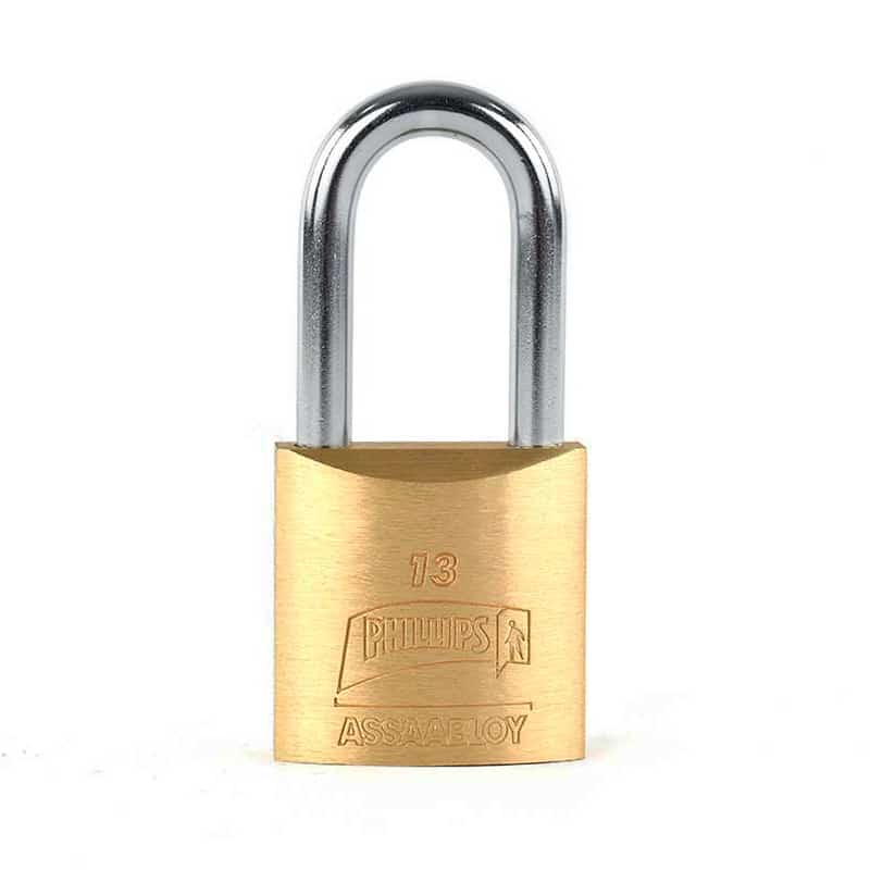 CANDADO PHILLIPS 13 GANCHO LARGO LATÓN MACIZO (MX115)(H)