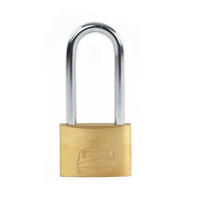 CANDADO PHILLIPS 19 GANCHO LARGO LATÓN MACIZO (MX244)(H)