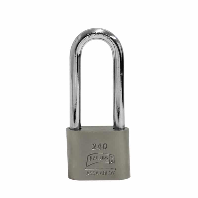CANDADO ACERO PHILLIPS 240 BLISTER GANCHO LARGO (MX2999)(H)