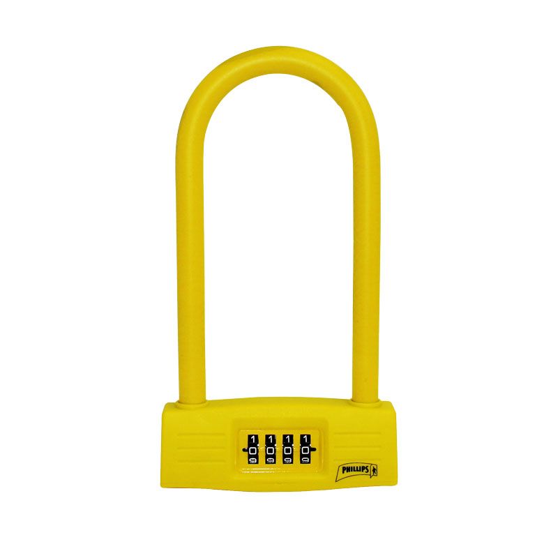 CANDADO COMBINACIÓN PHILLIPS (BICIGAN) P/BICICLETA AMARILLO BLISTER (MX3471)(H)
