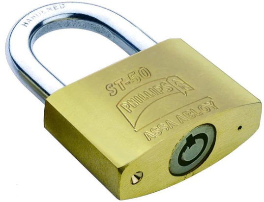 CANDADO PHILLIPS ST-50 LLAVE BANCARIA LATÓN MACIZO (MX1261)(H)