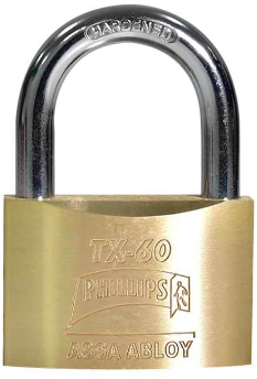 CANDADO PHILLIPS TX-60 LLAVE TETRA LATÓN MACIZO (MX455)(H)