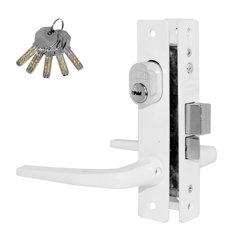 CERRADURA PHILLIPS 549 MARIPOSA-CILINDRO BLANCO P/ALUMINIO (MX3435)(H)