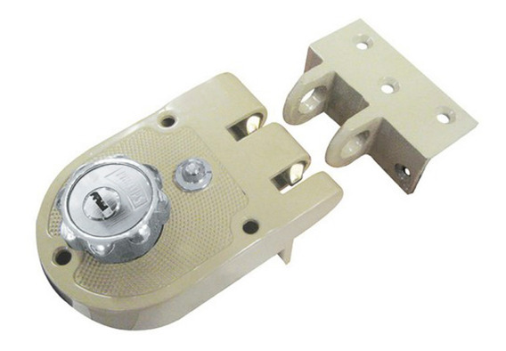 CERRADURA PHILLIPS AS-625 CLÁSICA IZQUIERDA BEIGE DOBLE CILINDRO LLAVE DE PUNTOS SOBREPONER (MX2537)(H)