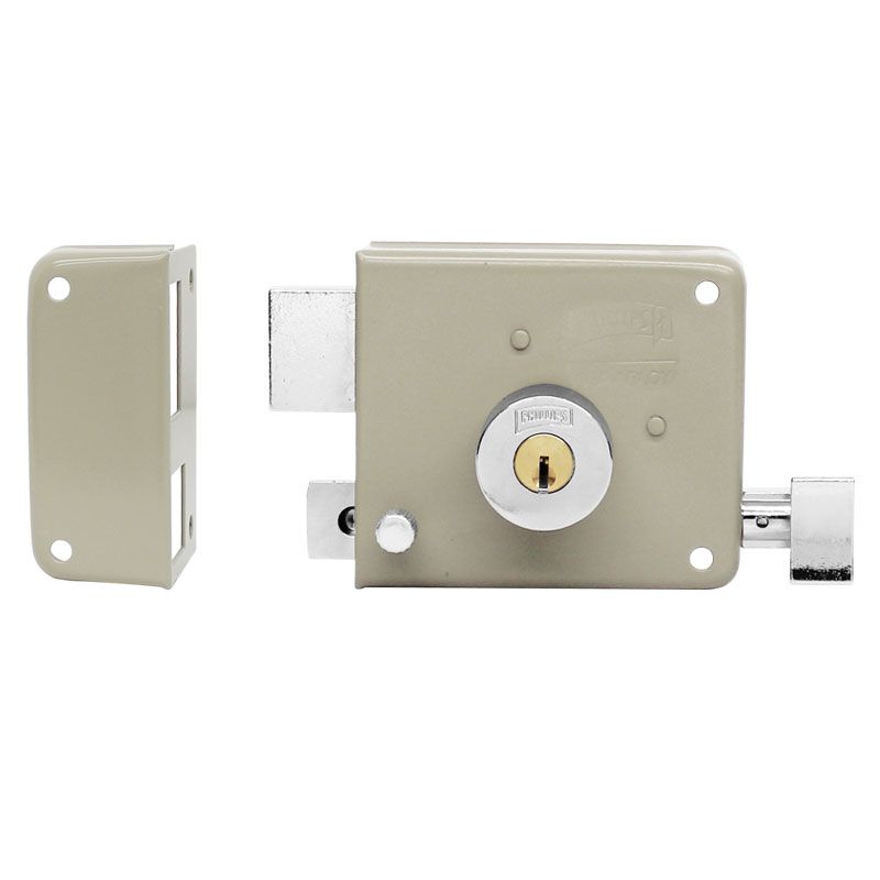 CERRADURA PHILLIPS AS-725 CLÁSICA IZQUIERDA BEIGE LLAVE DE PUNTOS SOBREPONER (MX1744)(H)
