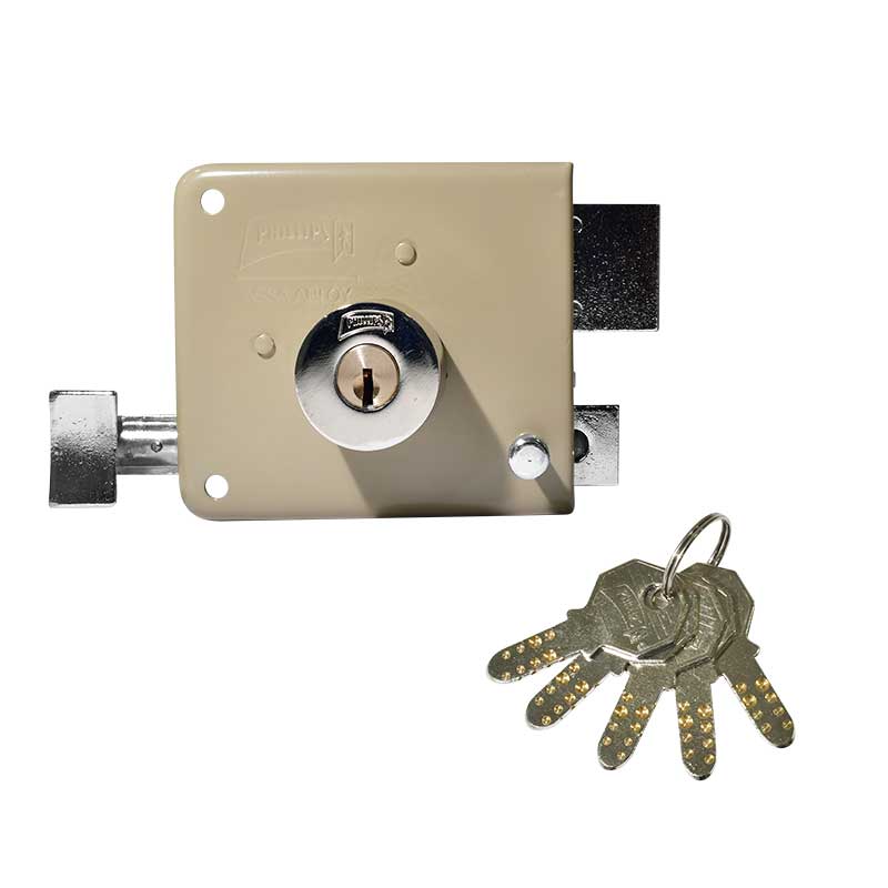 CERRADURA PHILLIPS AS-725 INSTAFÁCIL DERECHA BEIGE LLAVE DE PUNTOS SOBREPONER (MX1753)(H)