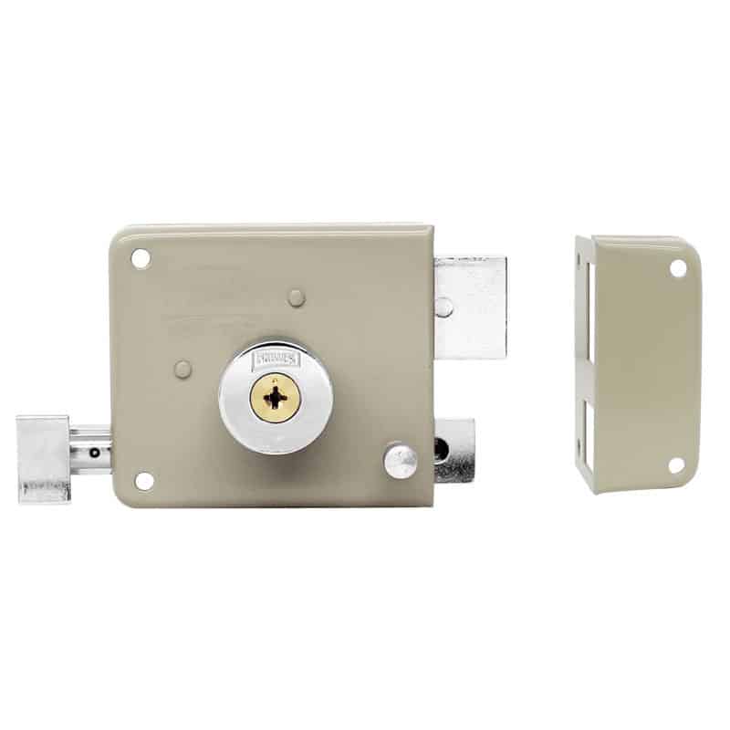 CERRADURA PHILLIPS X-720 CLÁSICA DERECHA BEIGE TETRA LLAVE SOBREPONER (MX1739)(H)