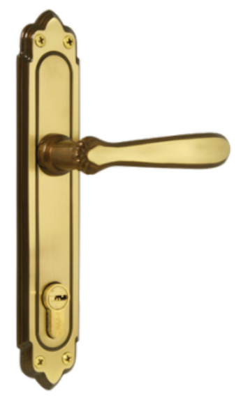 CERRADURA BARROCO TESA RB100 ENTRADA MANIJA-JALADERA DERECHA LATÓN ANTIGUO LLAVE-LLAVE (MX87240)