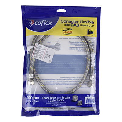 COFLEX MANGUERA ACERO P/GAS 3/8FLARE x 3/8FLARE 1M (AG-B100)