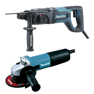 COMBO MAKITA MARTILLO ROTOMARTILLO HR2475X6 + ESMERIL 9557NB+10 DISCOS + ESTUCHE DE BROCAS D-71205  