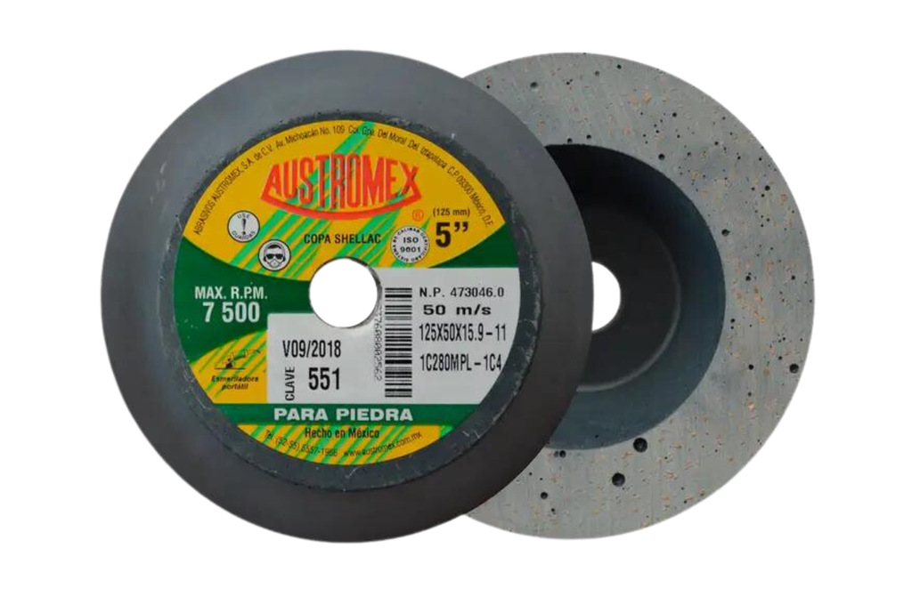 COPA ABRASIVA SHELLAC AUSTROMEX 5" P/PULIR PIEDRA GRANO 280 P/B&D (551)(H)