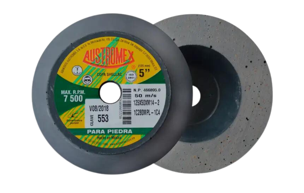 COPA ABRASIVA SHELLAC AUSTROMEX 5" P/PULIR PIEDRA GRANO 280 P/BOSCH (553)(H)