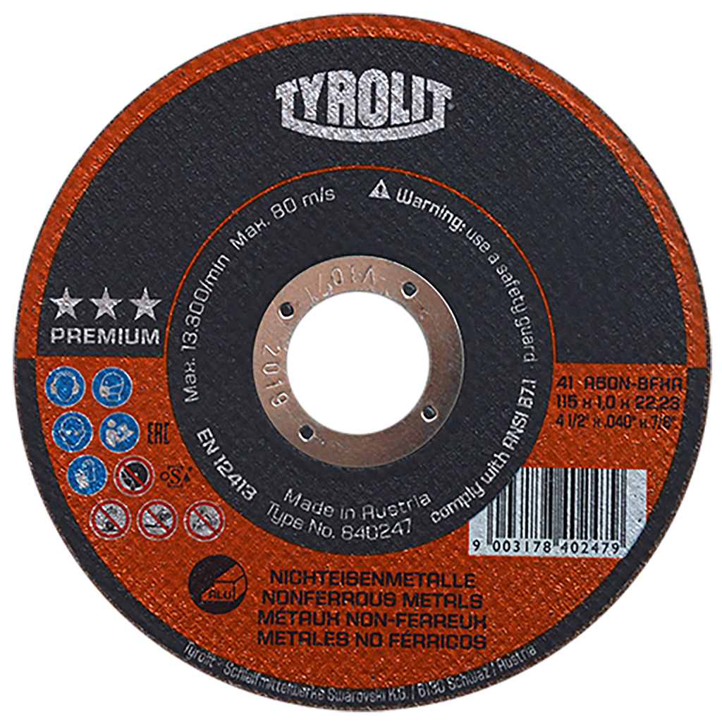 DISCO PLANO AUSTROMEX P/CORTE ALUMINIO-NO FERROSOS 4-1/2" (4251)(H)