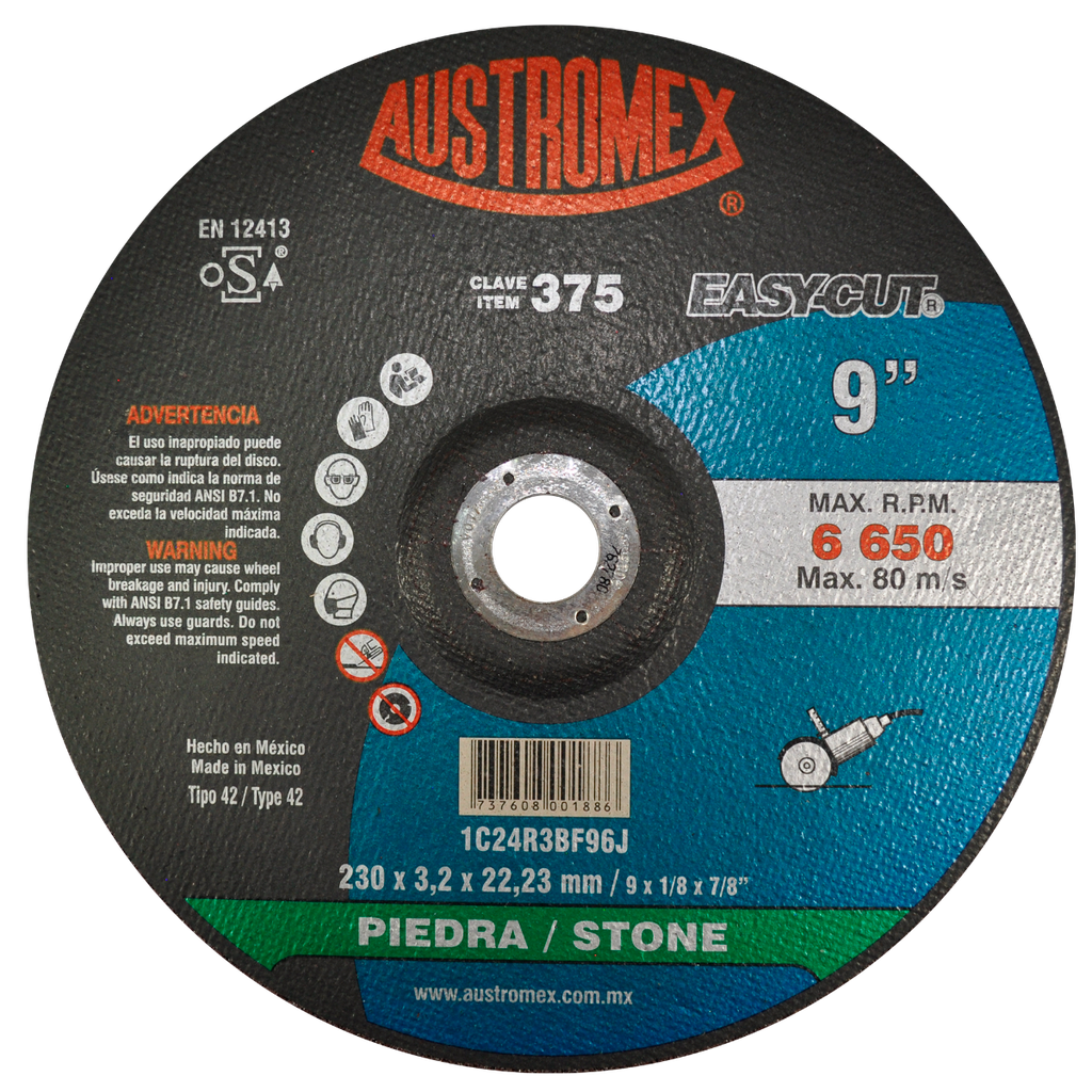 DISCO CAZUELA AUSTROMEX P/CORTE PIEDRA 9" (375)(H)