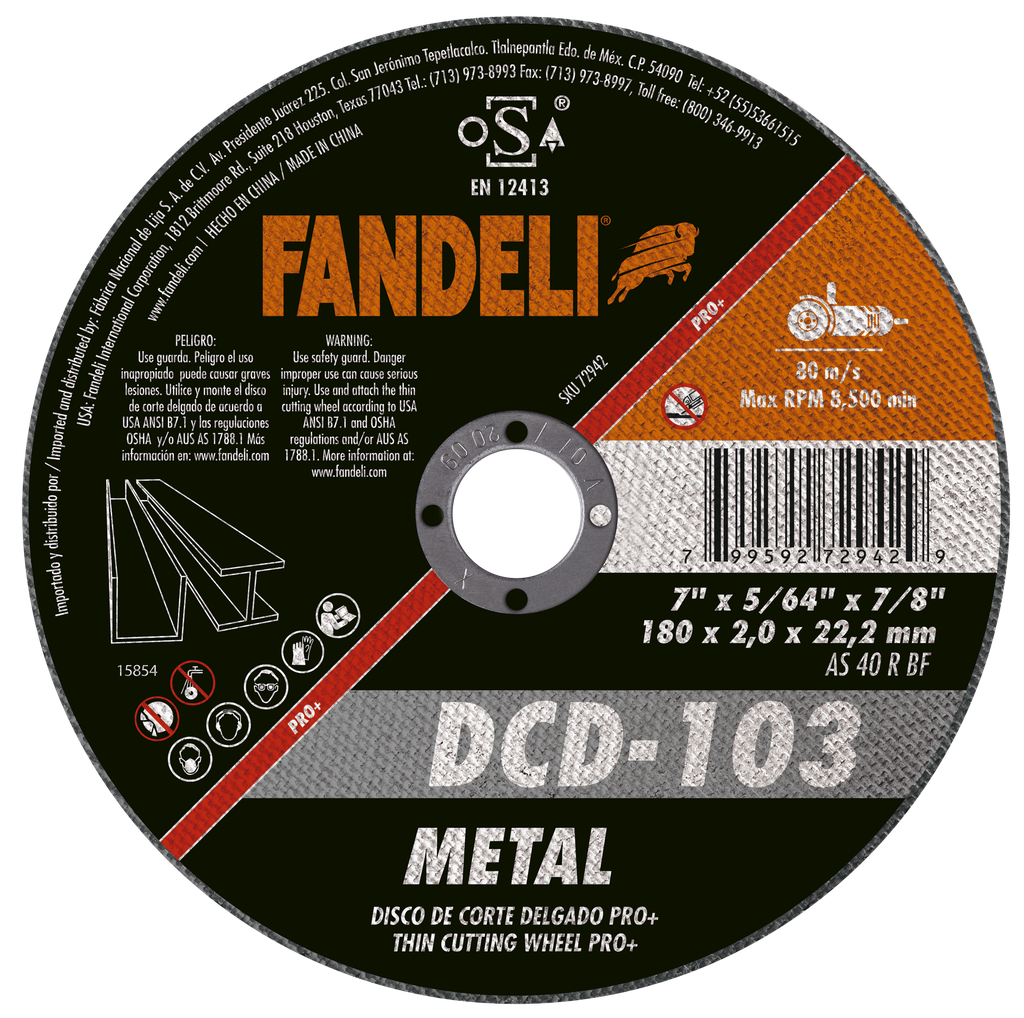 DISCO FANDELI CORTE DELGADO P/METAL 7" (72942)(H)