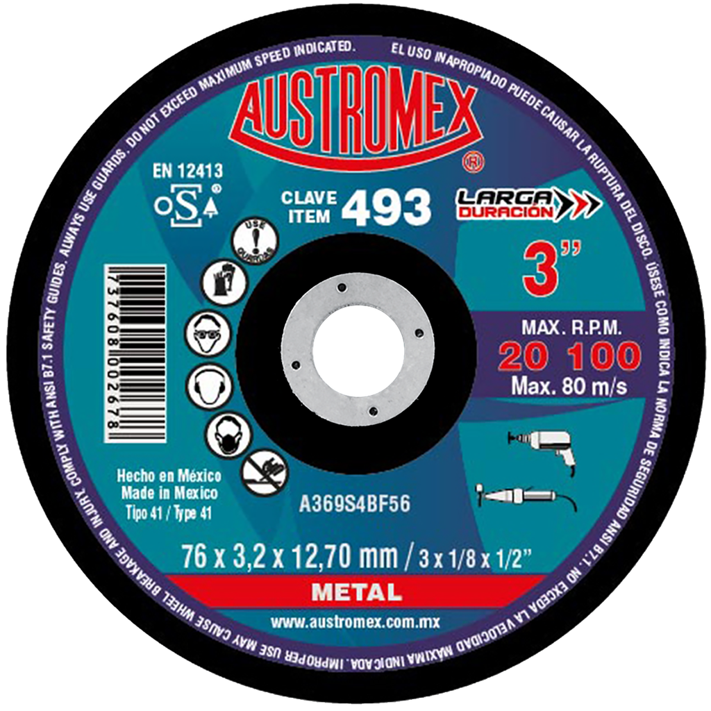 DISCO PLANO AUSTROMEX P/CORTE METAL 3" (493)(H)