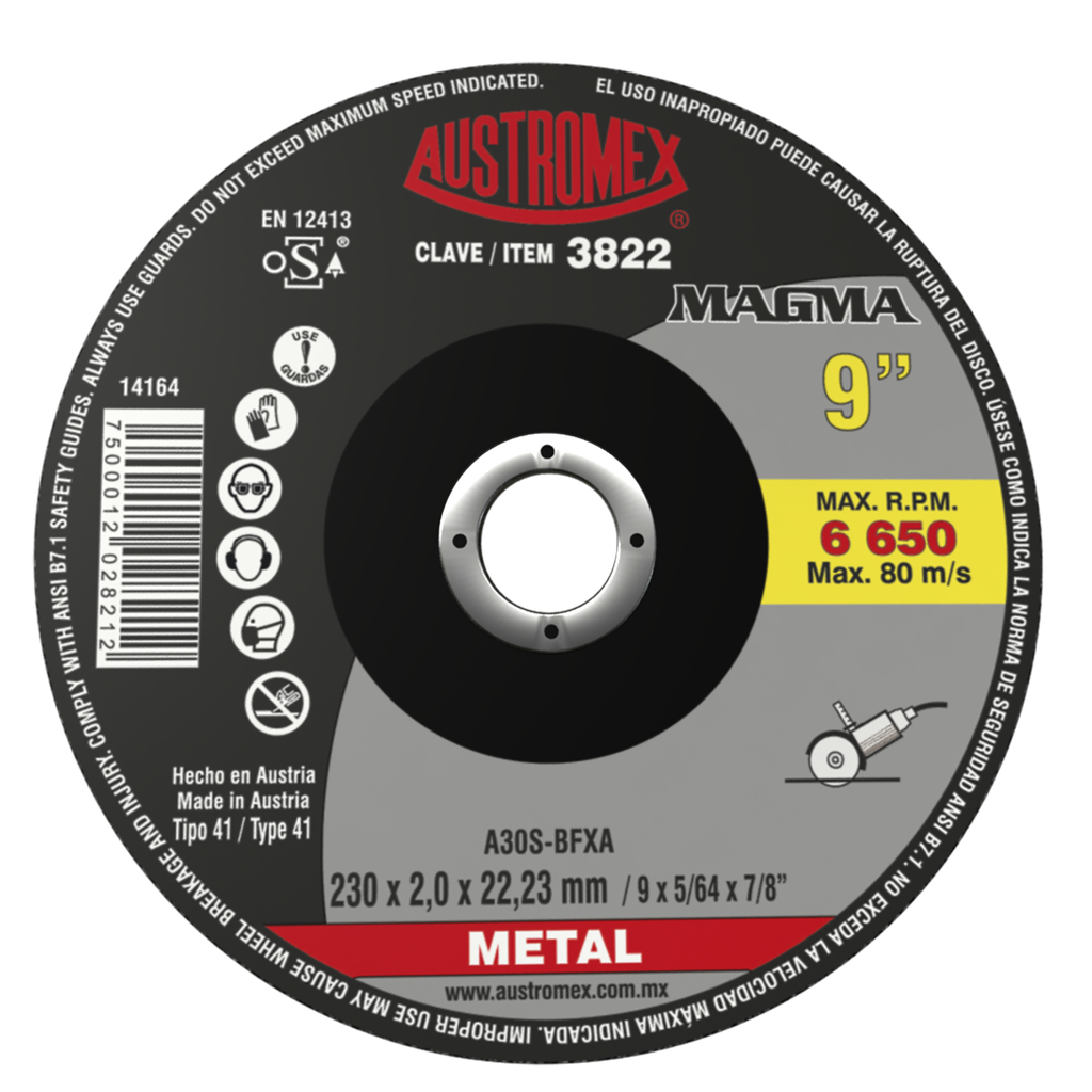 DISCO PLANO AUSTROMEX P/CORTE METAL 9" (3822)(H)