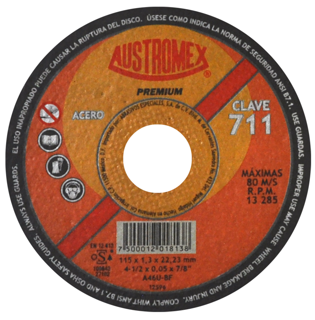 DISCO PLANO AUSTROMEX P/CORTE METAL 4-1/2" (711)(H) DD