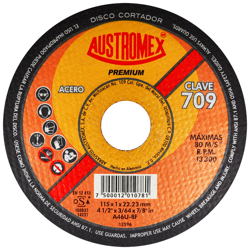 DISCO PLANO AUSTROMEX P/CORTE METAL 4-1/2" (709)(H)