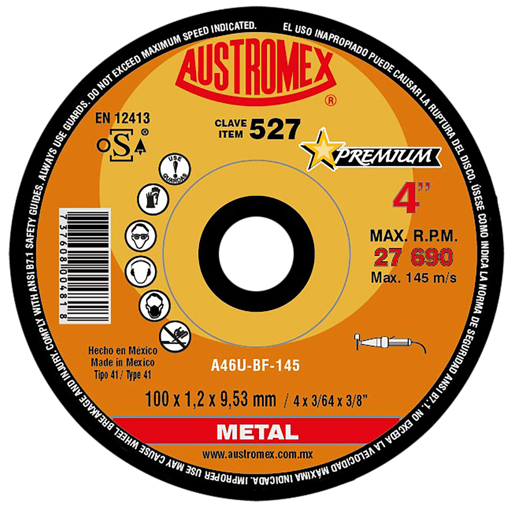 DISCO PLANO AUSTROMEX P/CORTE METAL 4" (527)(H)