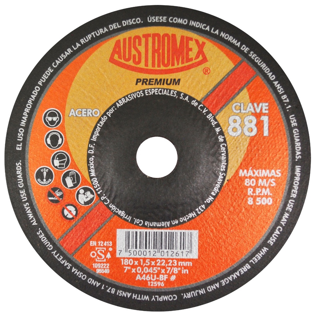 DISCO CAZUELA AUSTROMEX P/CORTE METAL 7" (881)(H)