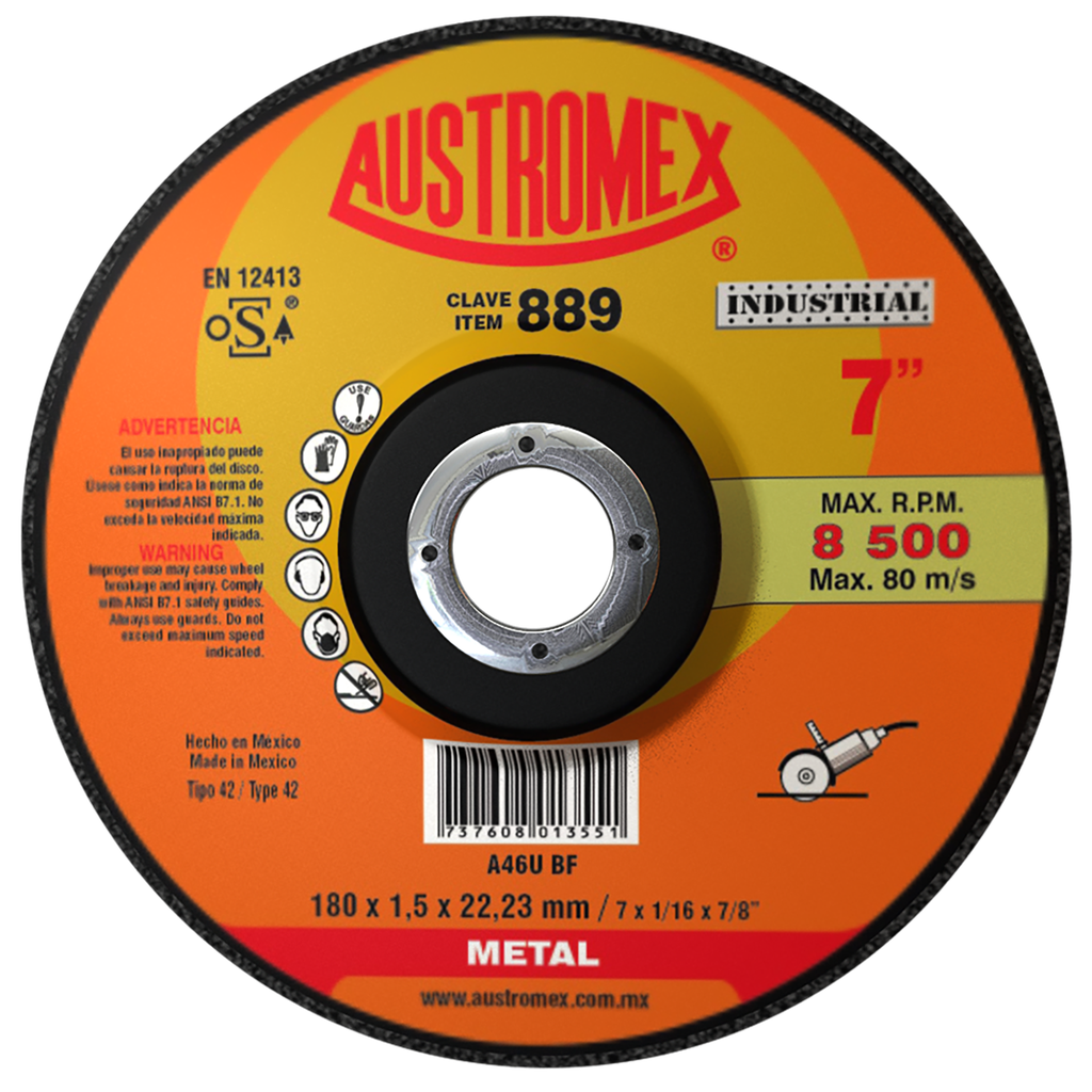 DISCO CAZUELA AUSTROMEX P/CORTE METAL 7" (889)(H)