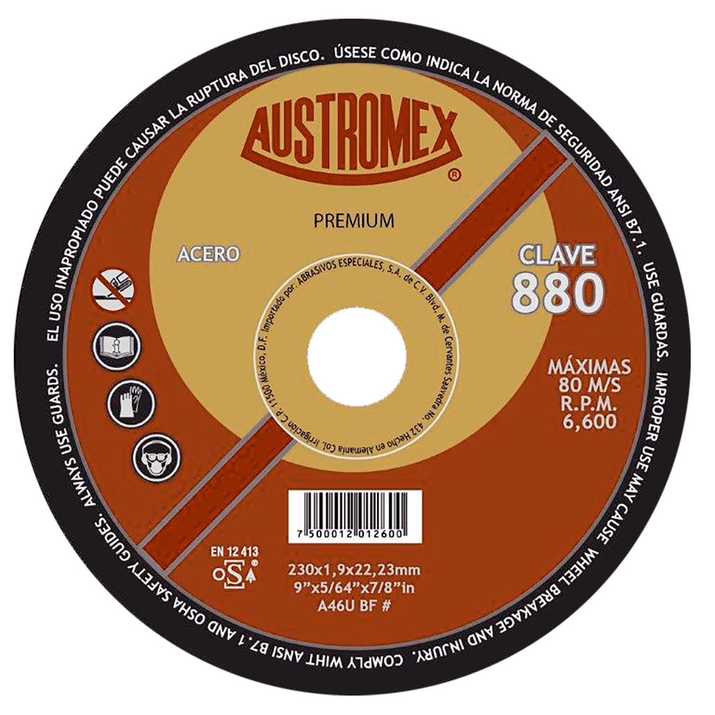 DISCO PLANO AUSTROMEX P/CORTE METAL 9" (880)(H)