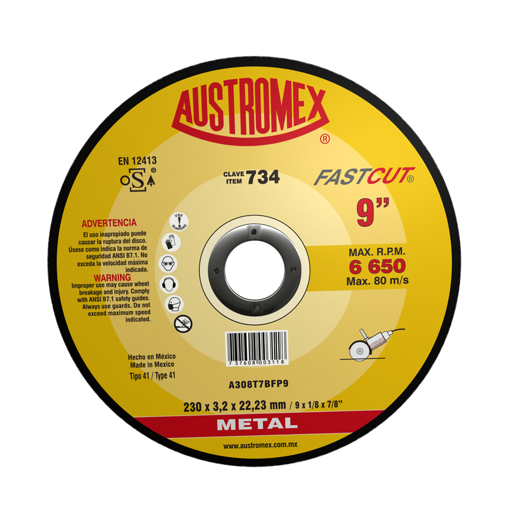 DISCO PLANO AUSTROMEX P/CORTE METAL 9" (734)(H)