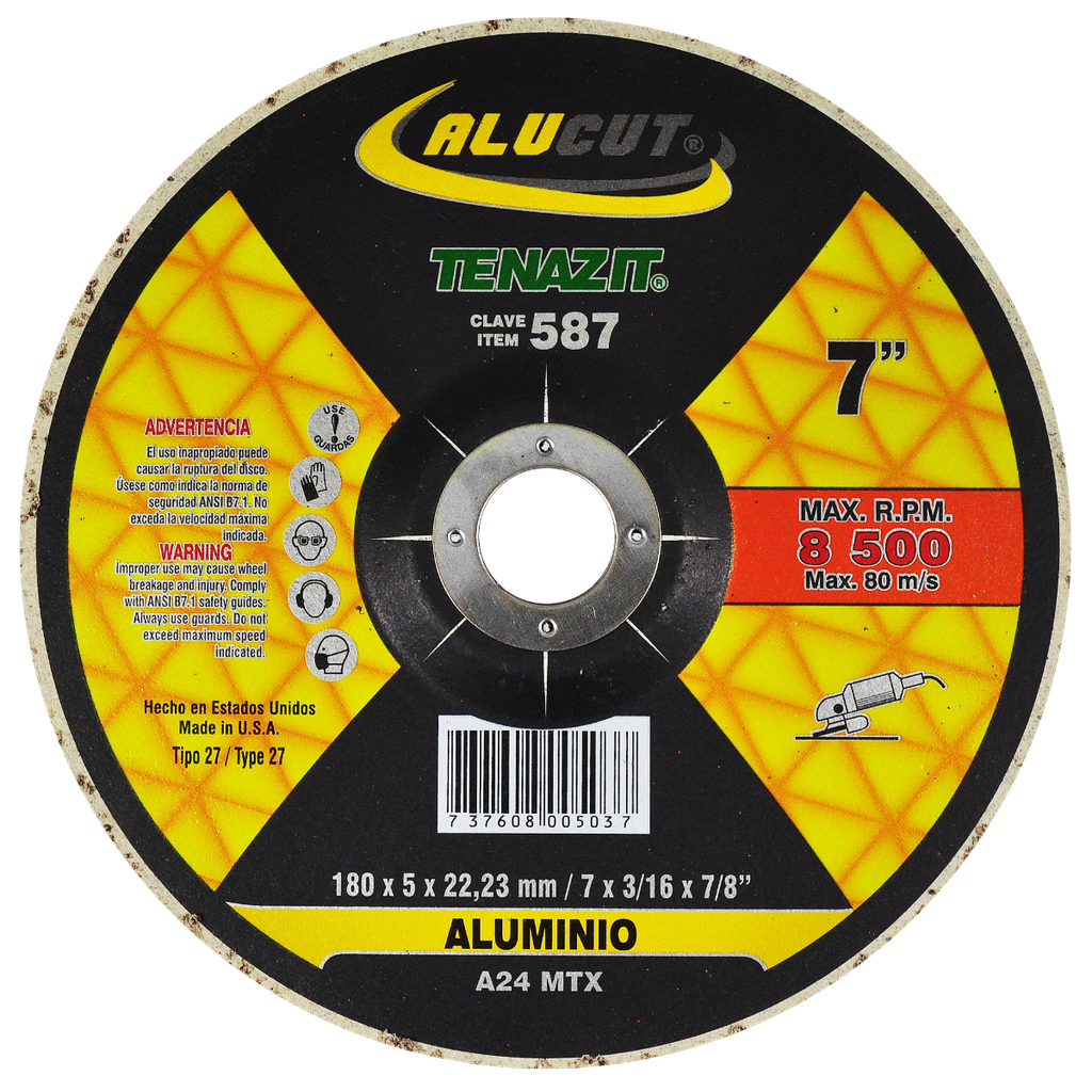 DISCO CAZUELA AUSTROMEX P/DESBASTE ALUMINIO 7" (587)(H)