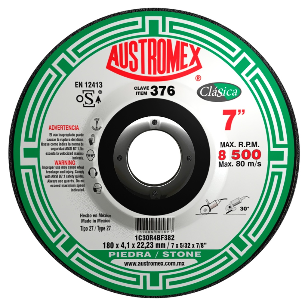DISCO CAZUELA AUSTROMEX P/CORTE-DESBASTE PIEDRA 7" (376)(H)