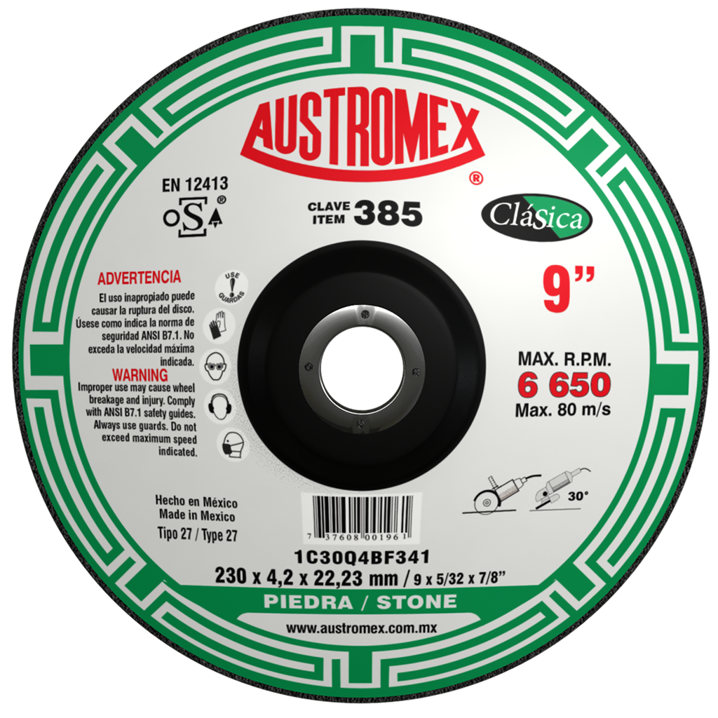DISCO CAZUELA AUSTROMEX P/CORTE-DESBASTE PIEDRA 9" (385)(H)