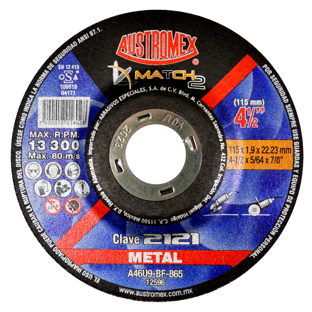 DISCO CAZUELA AUSTROMEX DESBASTE/CORTE 4-1/2" (2121)(H) DD