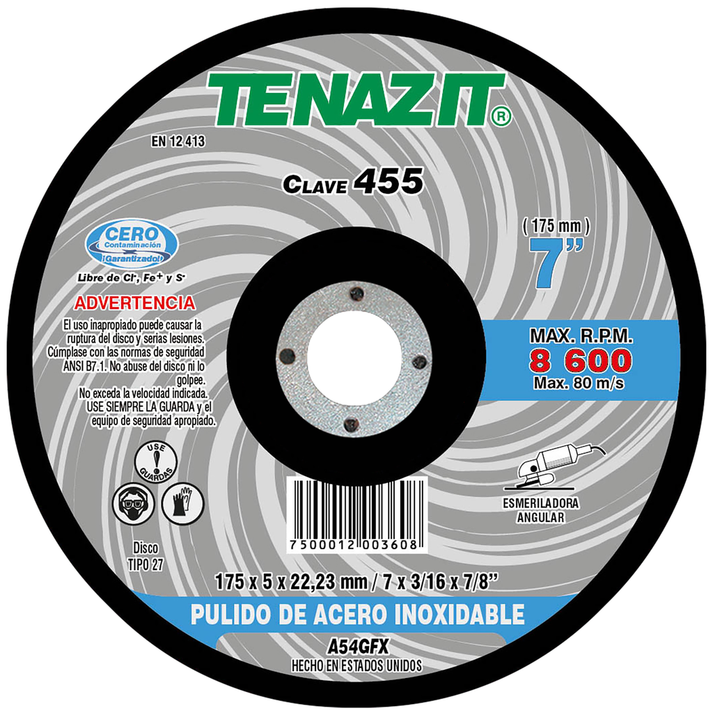 DISCO CAZUELA AUSTROMEX P/DESBASTE-PULIDO 7" (455)