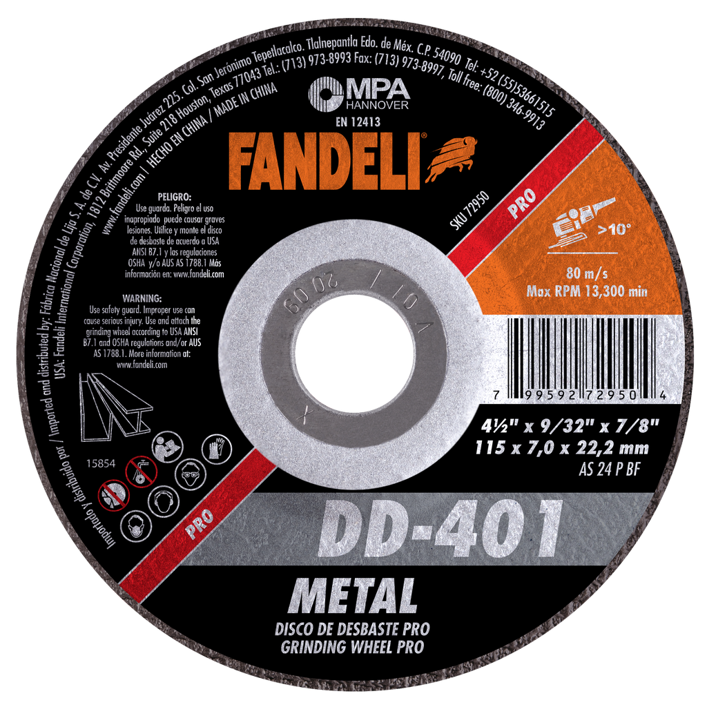 DISCO CAZUELA FANDELI P/DESBASTE DE METAL 4-1/2" (72950)(H)