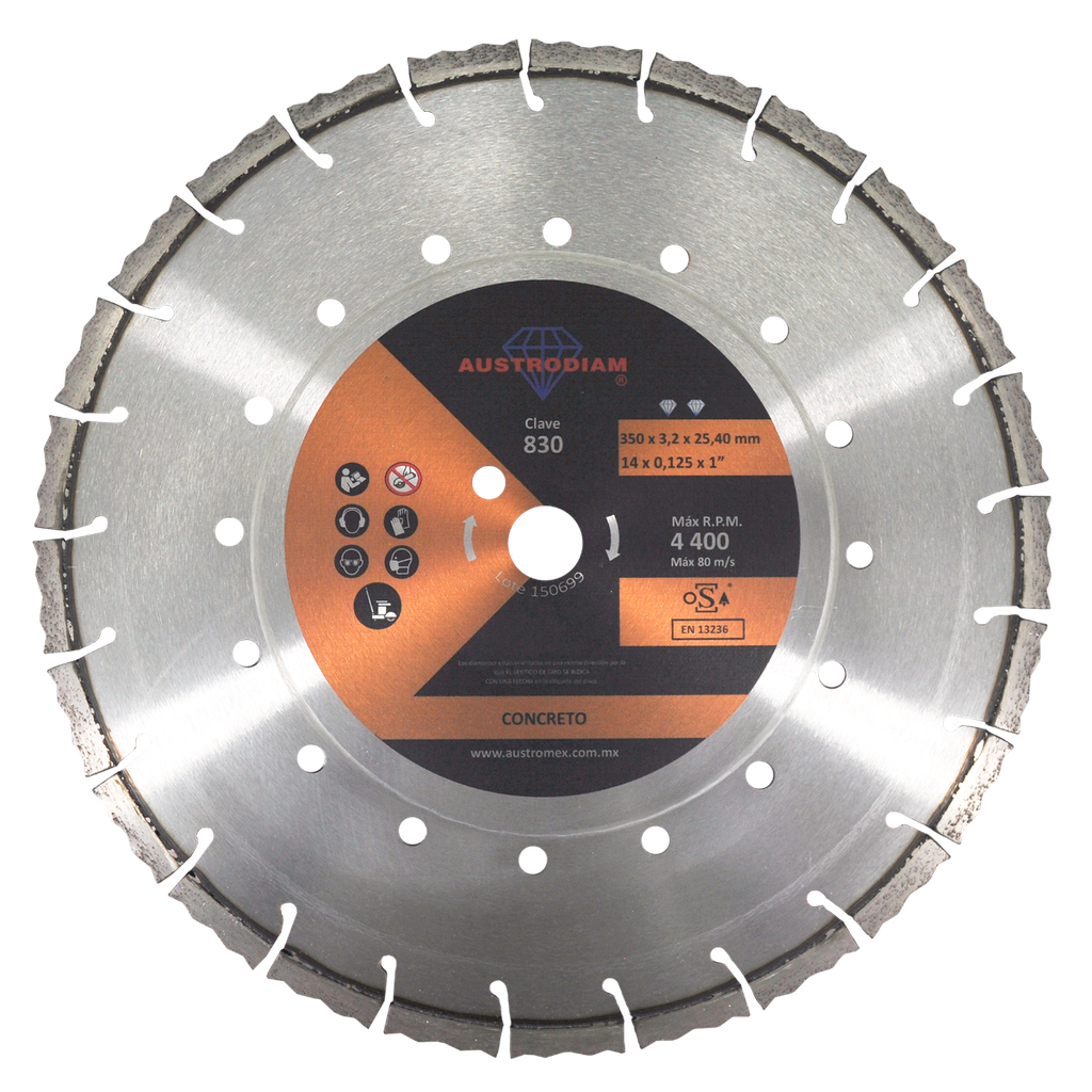 DISCO DIAMANTE AUSTROMEX RIN SEGMENTADO P/CORTE DE CONCRETO 14" NARANJA (830)(H)