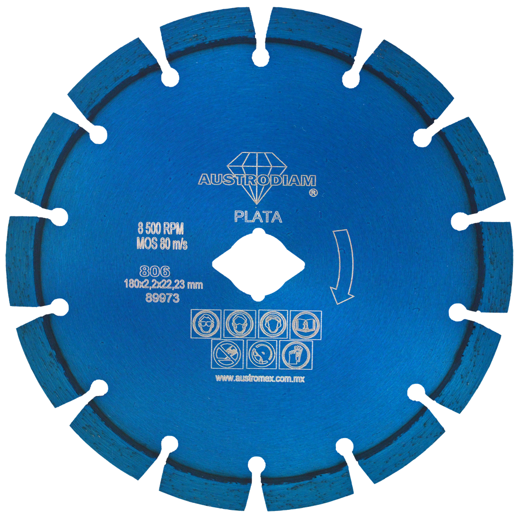 DISCO DIAMANTE AUSTROMEX RIN SEGMENTADO USO GENERAL 7" PLATA (806)(H)