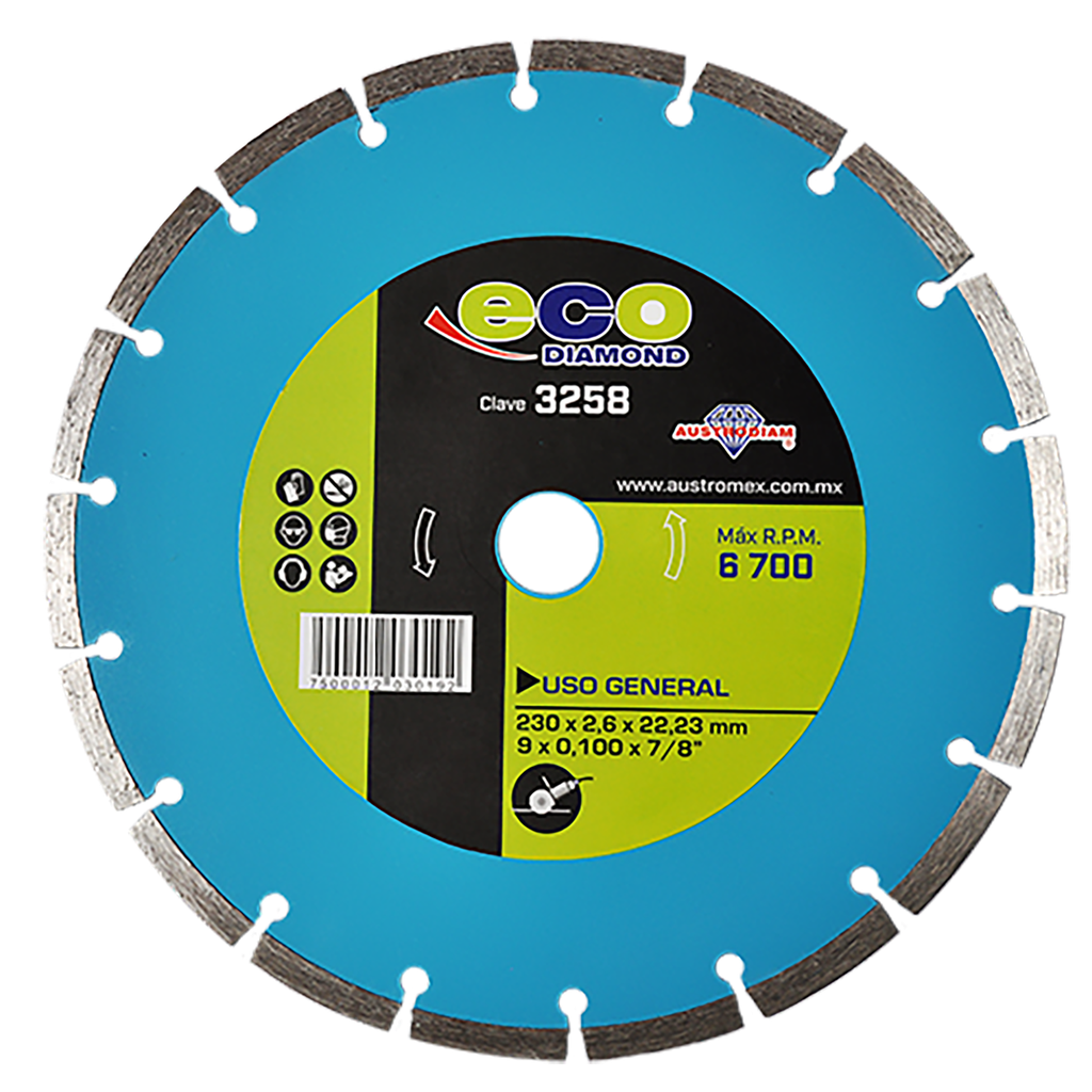 DISCO DIAMANTE AUSTROMEX RIN SEGMENTADO USO GENERAL 9" (3258)(H)