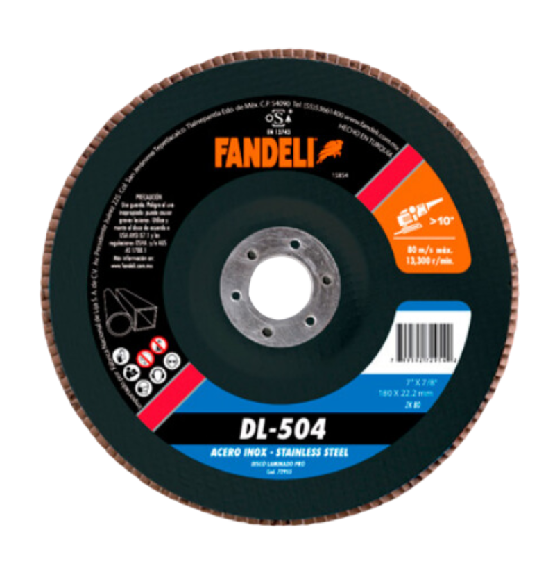 DISCO LAMINADO FANDELI P/ACERO INOXIDABLE 7" GRANO 40 (72955)(73737)(H)