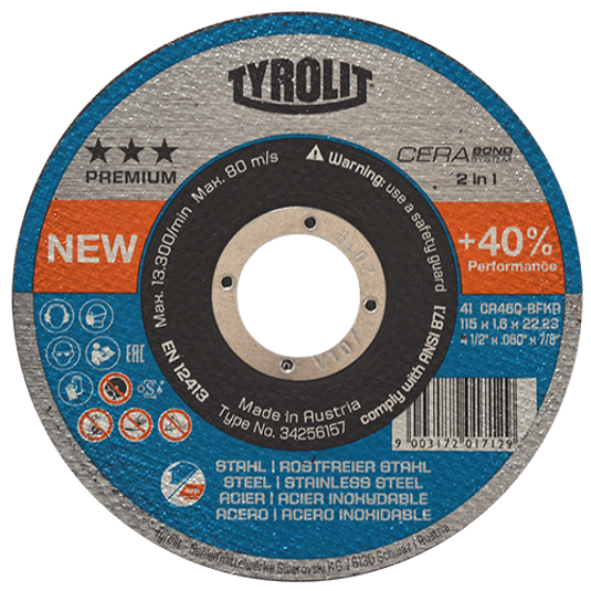 DISCO PLANO AUSTROMEX P/CORTE METAL-INOXIDABLE 4-1/2" (4253)(H)