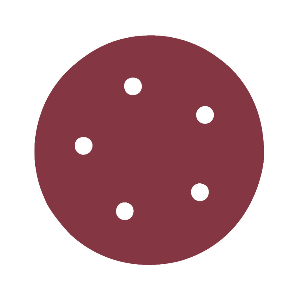 DISCO C/VELCRO 5" FANDELI B080 C/5 PERFORACIONES GRANO 220 ROJO (73545)(H)