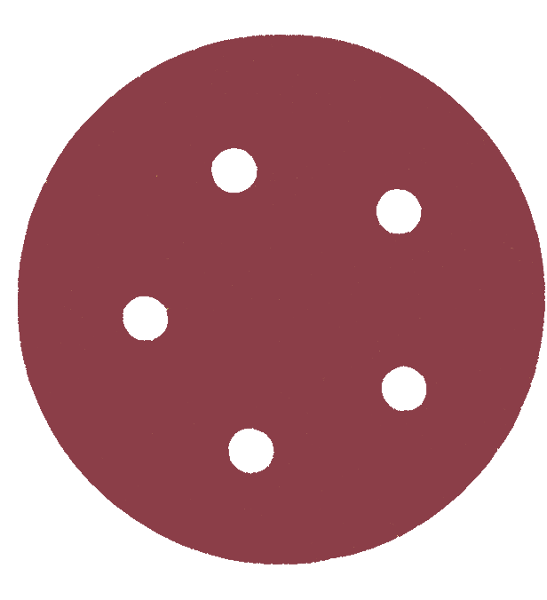 DISCO C/VELCRO 5" FANDELI B080 C/5PERFORACIONES GRANO 320 ROJO (73547)(H)