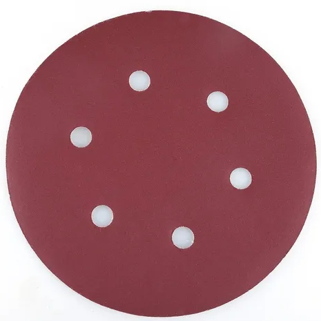 DISCO C/VELCRO 6" FANDELI B080 C/6 PERFORACIONES GRANO 320 ROJO (73188)(H)