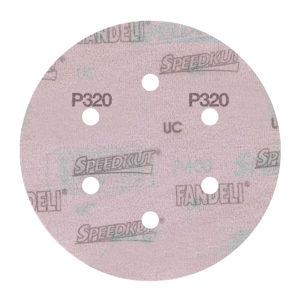 DISCO C/VELCRO 6" FANDELI B080 C/6 PERFORACIONES GRANO 320 ROJO (73188)(H)