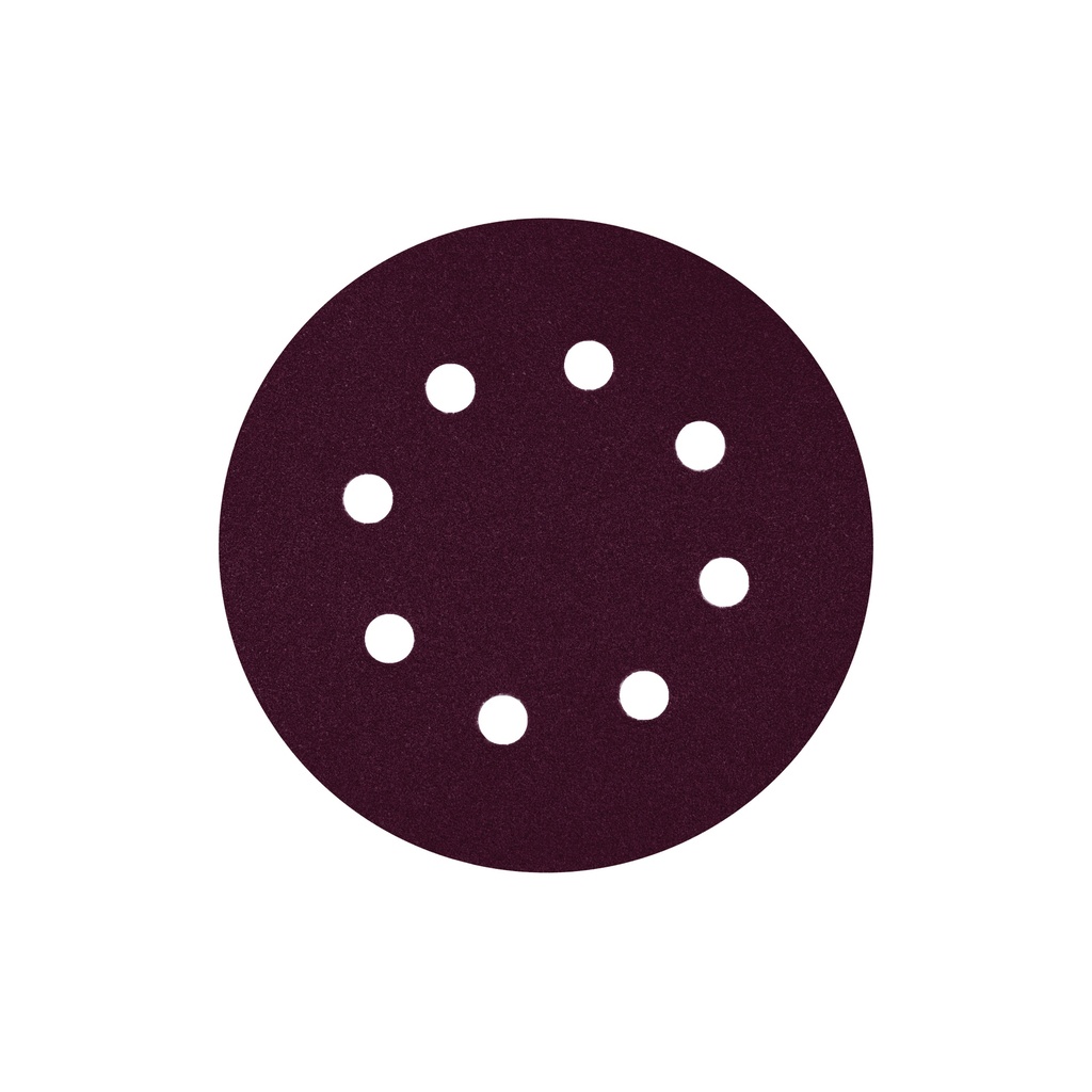 DISCO C/VELCRO 5" FANDELI E088 C/8 PERFORACIONES GRANO 80 ROJO (03451)(H)