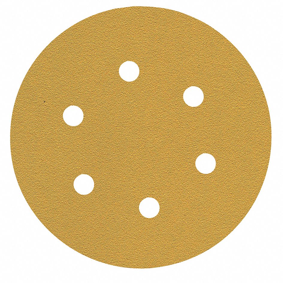 DISCO C/VELCRO 6" FANDELI E080 C/6 PERFORACIONES GRANO 36 AMARILLO (14484)(80079)(H) 