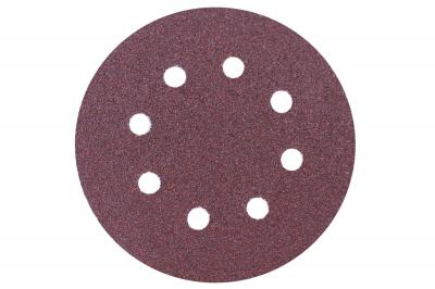 DISCO C/VELCRO 5" FANDELI E088 C/8 PERFORACIONES GRANO 120 ROJO (03452)(H)